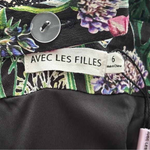 NWT Avec Les Filles Floral Botanical Butterfly Print Corset Fit & Flare Dress 6 - Picture 12 of 13